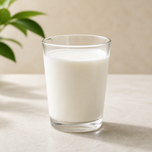 A glass of milk.