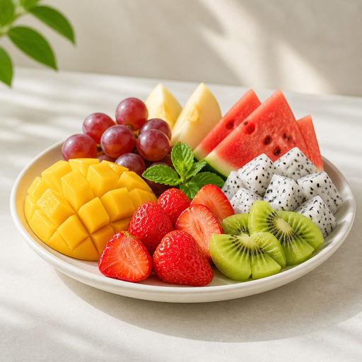 A plate of fruit.
